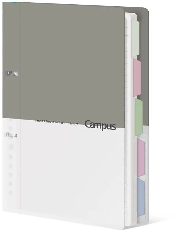 Main image of 5 Subject Spiral Notebook Journal, Campus 110 Sheets B5 Refillable Notebook with Dividers Tabs, 6mm Dot Lined Binder Notebook for Work School Note Taking. 9" x 10.5", Grey