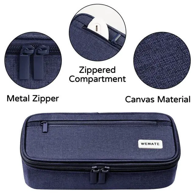 Alt view image 3 of 7 - Pencil Case, Large Storage Organizer for Stationery, Back - to - School Essential, Teacher Must - have, Big Pencil Pouch, Marker Case School Supplies for College & High School Blue