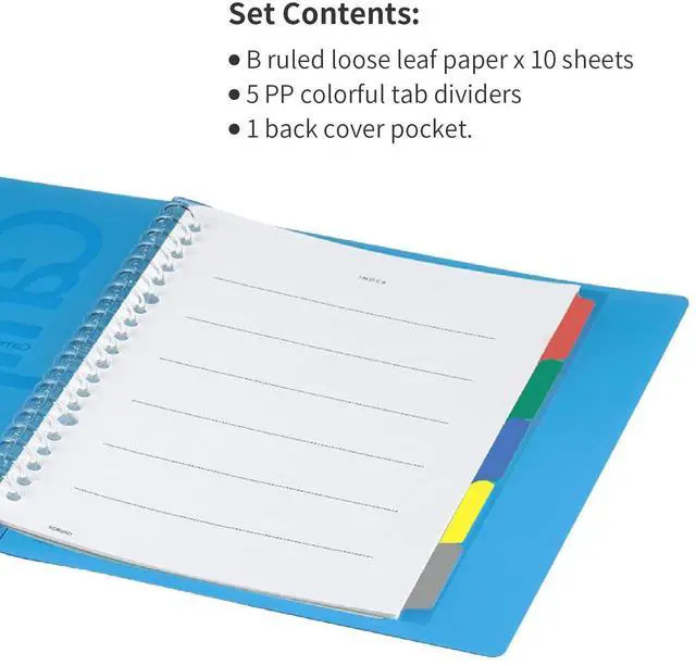 Alt view image 3 of 5 - Campus Slide Binder with 5 Tab Dividers, Middle Type, B5, 26 Holes, Up to 100 Sheets, 3 Colors of Blue, Pink & Transparent, Japan Import (RU-P333)