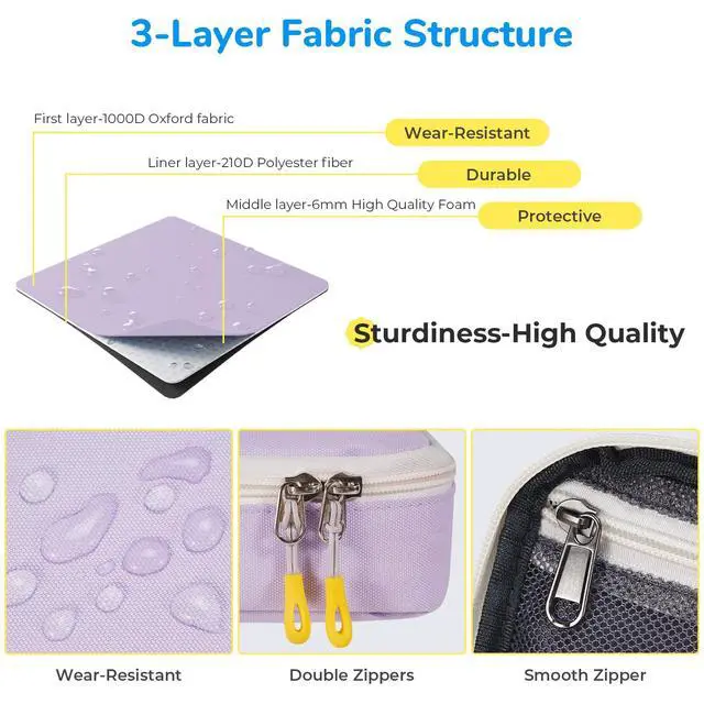 Alt view image 4 of 6 - Pencil Case for Men Women, Large Pen Bag for Adults, Portable Pencil Pouch Aesthetic with Handle, Zipper Cases for Office Organizer Light Purple for Girls