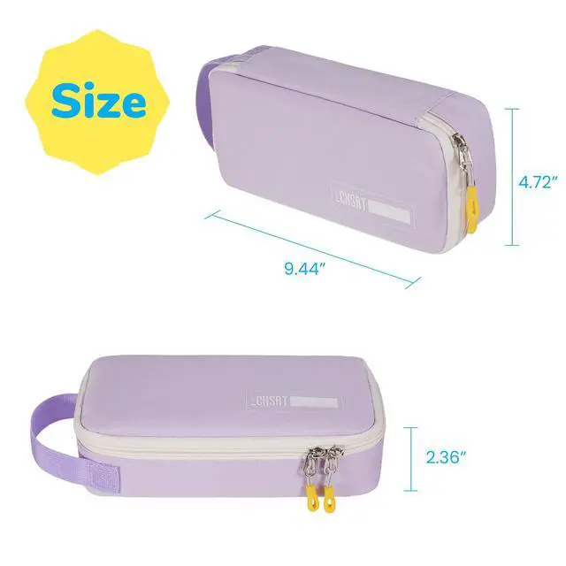 Alt view image 6 of 6 - Pencil Case for Men Women, Large Pen Bag for Adults, Portable Pencil Pouch Aesthetic with Handle, Zipper Cases for Office Organizer Light Purple for Girls