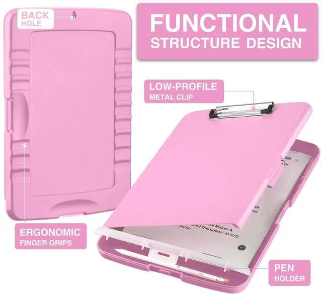 Alt view image 2 of 7 - Clipboard with Storage, Clip Board 8.5 x 11 with Pen Holder, Plastic Organization Case Box for Letter Legal A4 Size Paper, Low Profile Clip, Nurses Teachers Must Haves, School & Office Supplies