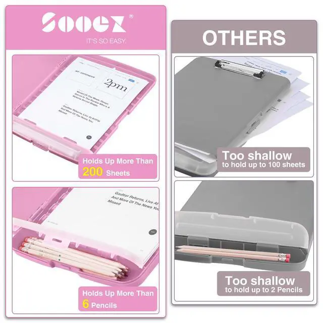 Alt view image 3 of 7 - Clipboard with Storage, Clip Board 8.5 x 11 with Pen Holder, Plastic Organization Case Box for Letter Legal A4 Size Paper, Low Profile Clip, Nurses Teachers Must Haves, School & Office Supplies