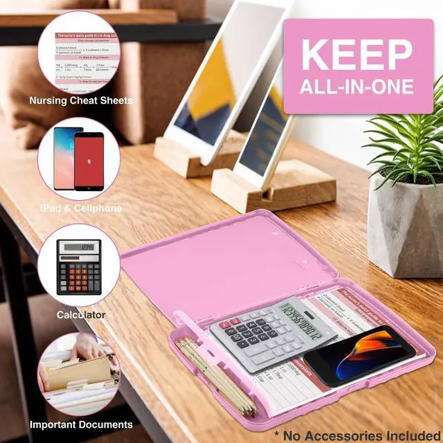 Alt view image 5 of 7 - Clipboard with Storage, Clip Board 8.5 x 11 with Pen Holder, Plastic Organization Case Box for Letter Legal A4 Size Paper, Low Profile Clip, Nurses Teachers Must Haves, School & Office Supplies