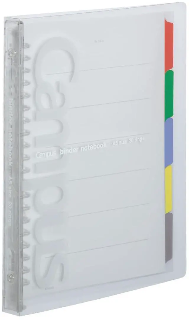 Main image of Campus Slide Binder with 5 Tab Dividers, Slim Type, A5, 20 Holes, Up to 65 Sheets, Transparent, Japan Import (RU-P133NT)
