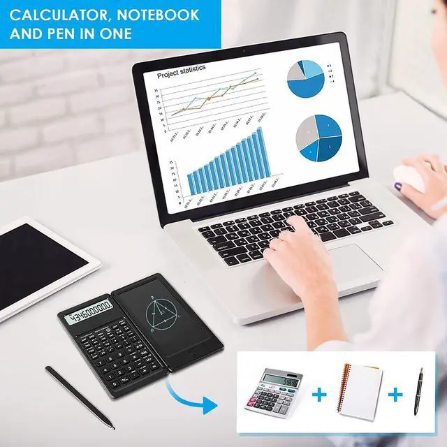 Alt view image 2 of 7 - Scientific Calculators for Students, 10-Digit Large Screen, Math Calculator with Notepad, Classroom Must Haves for Middle High School Supplies & College (Black)