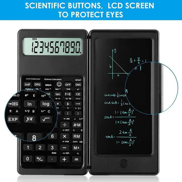 Alt view image 4 of 7 - Scientific Calculators for Students, 10-Digit Large Screen, Math Calculator with Notepad, Classroom Must Haves for Middle High School Supplies & College (Black)