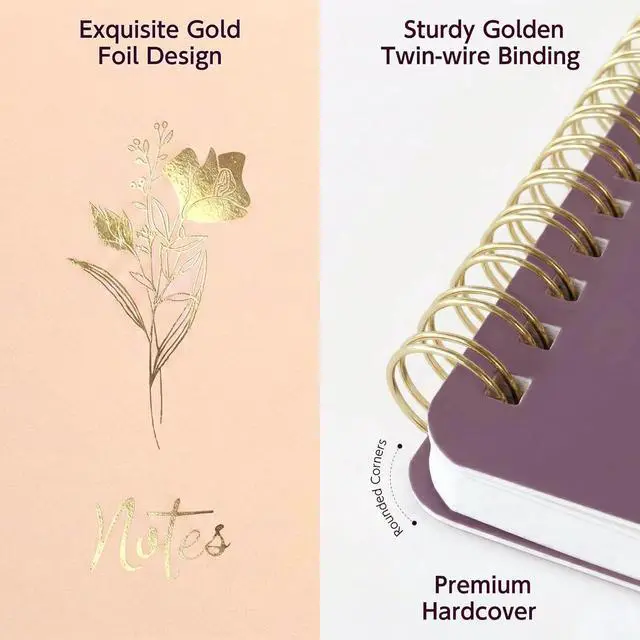 Alt view image 2 of 7 - 2 Pack Pink & Purple A5 Spiral Notebook, College Ruled Bible Journal for Women with Storage Pocket, Aesthetic Back to School Supplies for Teen Girls
