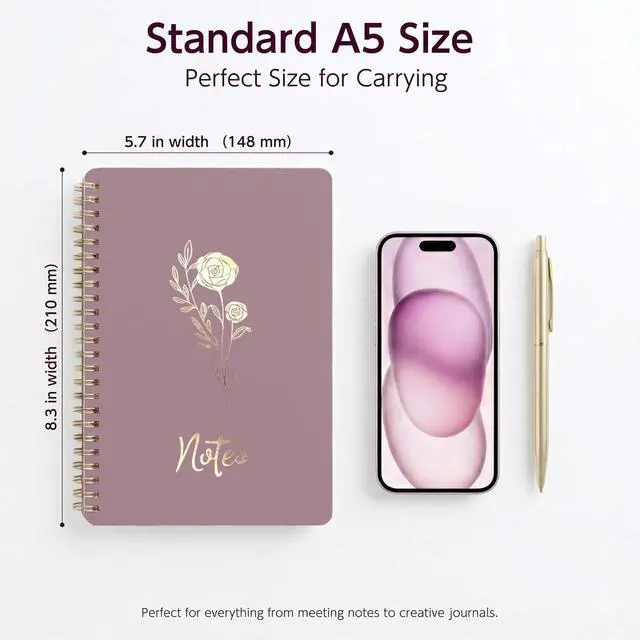 Alt view image 4 of 7 - 2 Pack Pink & Purple A5 Spiral Notebook, College Ruled Bible Journal for Women with Storage Pocket, Aesthetic Back to School Supplies for Teen Girls