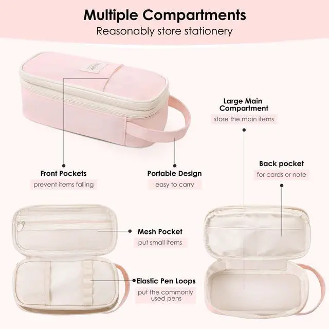 Alt view image 2 of 7 - School Supplies Kit, 38 PCS Cute Stationery Set with Large Pencil Case, Pens, Mechanical Pencil Set, Highlighters & Refills, Aesthetic School Supplies for Girls, College, Back to School Pink