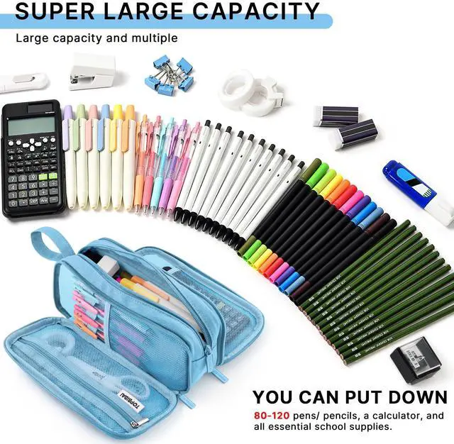 Alt view image 2 of 7 - Large Pencil Case Pouch for Girls Boy Women Men Adults