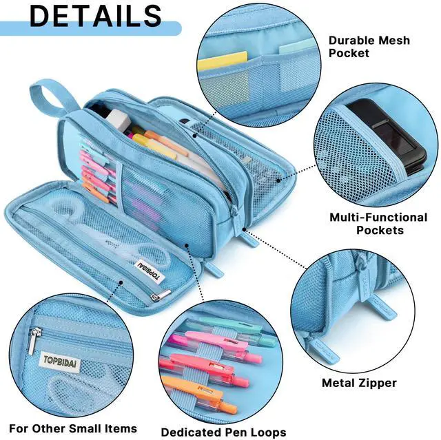 Alt view image 3 of 7 - Large Pencil Case Pouch for Girls Boy Women Men Adults