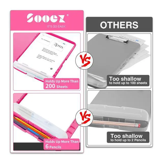 Alt view image 2 of 6 - Clipboards with Storage, High Capacity Clip Boards 8.5x11 with Storage, Heavy Duty Nursing Clipboard Folder, Plastic Clipboard with Pen Holder for Women Teachers Work, School & Office Supplies