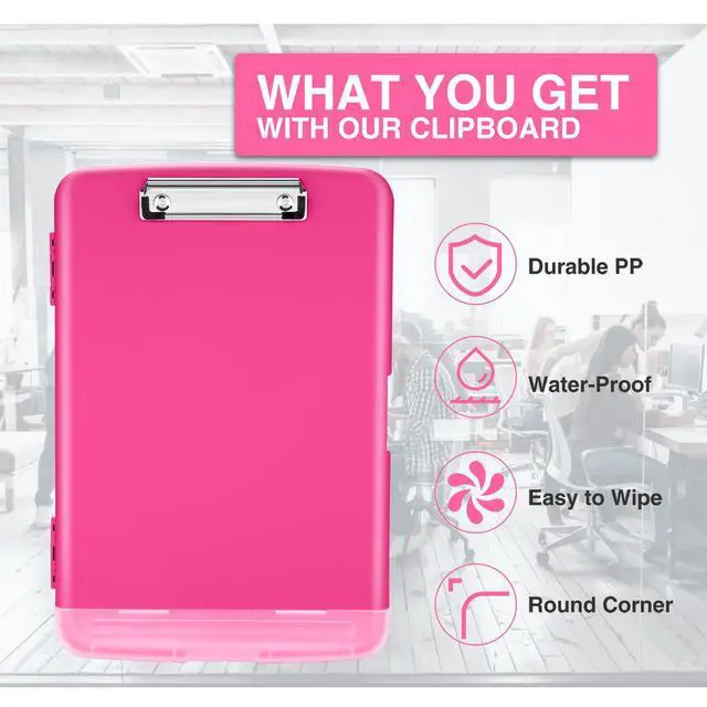 Alt view image 3 of 6 - Clipboards with Storage, High Capacity Clip Boards 8.5x11 with Storage, Heavy Duty Nursing Clipboard Folder, Plastic Clipboard with Pen Holder for Women Teachers Work, School & Office Supplies