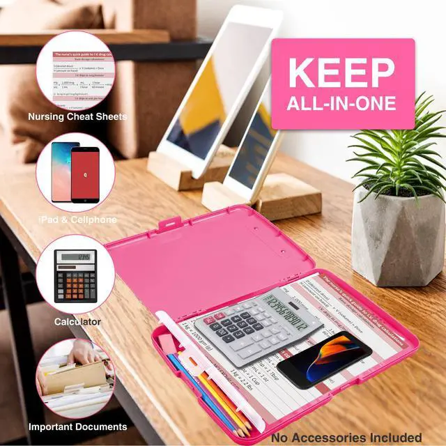 Alt view image 4 of 6 - Clipboards with Storage, High Capacity Clip Boards 8.5x11 with Storage, Heavy Duty Nursing Clipboard Folder, Plastic Clipboard with Pen Holder for Women Teachers Work, School & Office Supplies