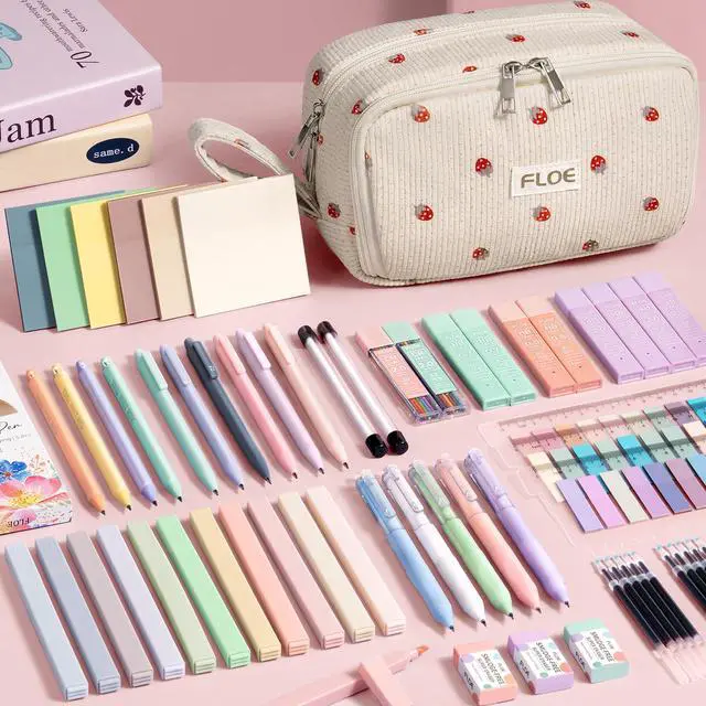 Alt view image 3 of 7 - 62PCS Aesthetic School Supplies Cute Back to School Supplies Stationary Set