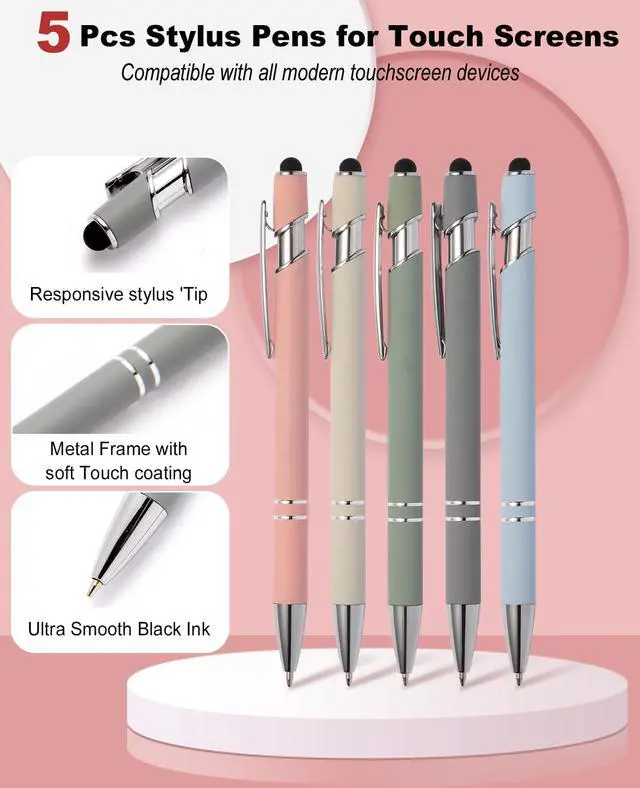 Alt view image 3 of 7 - 39PCS Aesthetic School Supplies with Cute Pencil Case, 5X Ballpoint Pens with Stylus Tip, 12X Pastel Highlighters, 6X Mechanical Pencil Set 0.5&0.7mm, Suit for Preppy School College Essentials (pink)