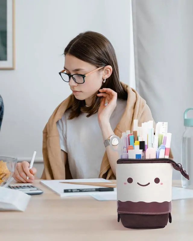 Alt view image 6 of 6 - Standing Pencil Case, Cute Stand up Pencil Pouch, Telescopic Pen Bag