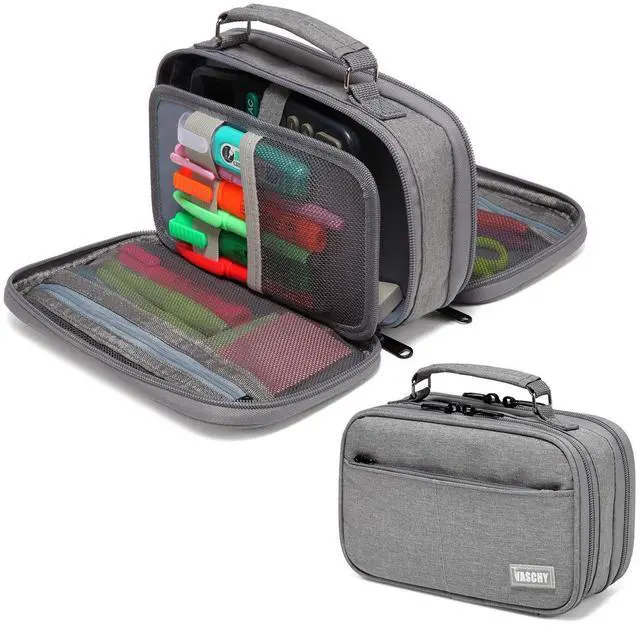 Main image of Pencil Case, Large Pencil Pouch with Compartments for Middle School,Work,Office Pen Organizer Holder School Supply Gray