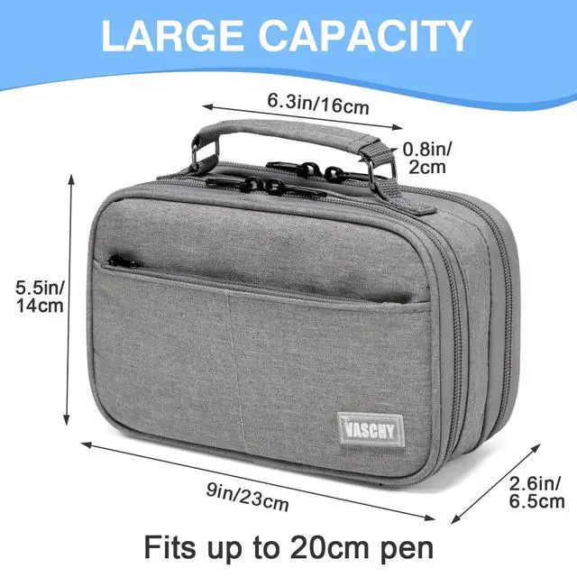 Alt view image 2 of 7 - Pencil Case, Large Pencil Pouch with Compartments for Middle School,Work,Office Pen Organizer Holder School Supply Gray