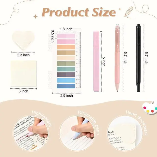Alt view image 5 of 7 - 22Pcs Book Annotation Kit Aesthetic Pencil Case with Supplies School Annotation Supplies Gel Pen Transparent Sticky Note Taking Bible Study College Stationery Supplie (Bear Cub Print)