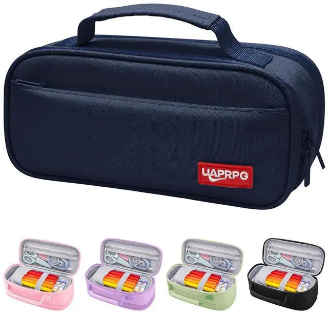 Main image of Large Capacity Pencil Case, Waterproof Oxford Cloth Double Zipper Stationery Organizer Bag with Carry Handle, Simple Storage Bag for School, Office, Teens, Girls, Boys, Men, Women