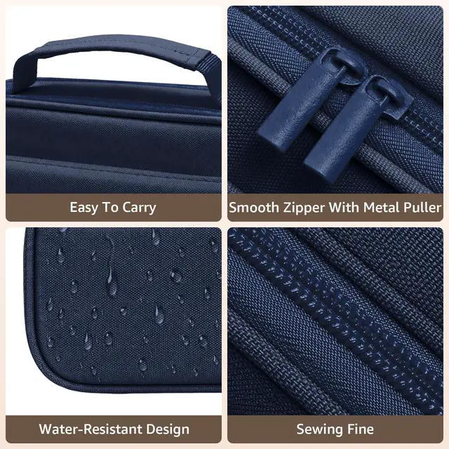Alt view image 7 of 7 - Large Capacity Pencil Case, Waterproof Oxford Cloth Double Zipper Stationery Organizer Bag with Carry Handle, Simple Storage Bag for School, Office, Teens, Girls, Boys, Men, Women