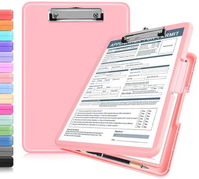 Main image of Clipboards with Storage, Pink Nursing Storage Clipboard Foldable
