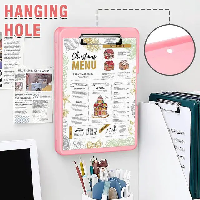 Alt view image 5 of 7 - Clipboards with Storage, Pink Nursing Storage Clipboard Foldable