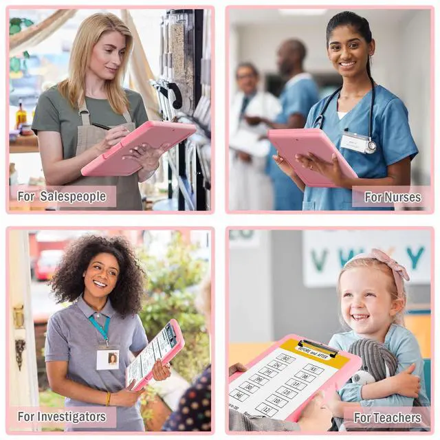Alt view image 7 of 7 - Clipboards with Storage, Pink Nursing Storage Clipboard Foldable