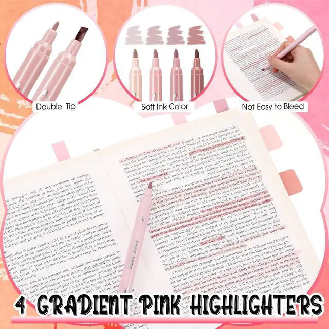 Alt view image 5 of 6 - 38 Pcs Aesthetic Office Supplies with Pen Case Sticky Notes Gel Pens Highlighters Correction Tapes Stationery Kit for Office Work Coworkers(Pink Color,Classic)