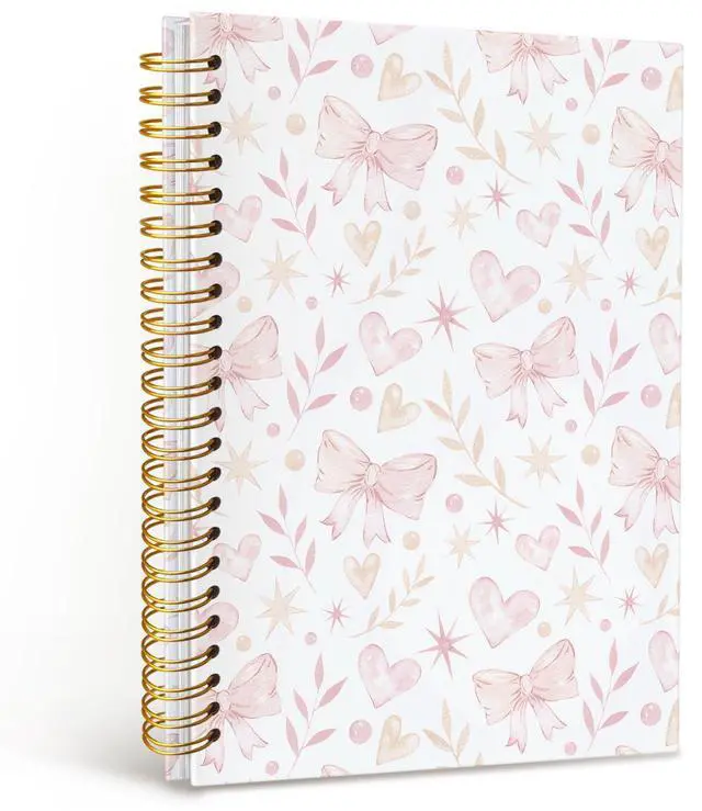 Main image of Cute Notebooks for School,Pink Bow Hardcover Spiral Notebook