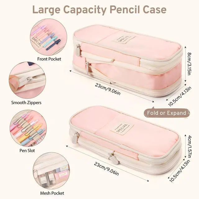 Alt view image 3 of 7 - 62PCS Aesthetic Stationery Set with Foldable Pencil Case, Pink