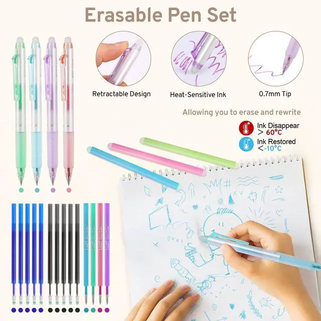 Alt view image 4 of 7 - 62PCS Aesthetic Stationery Set with Foldable Pencil Case, Pink