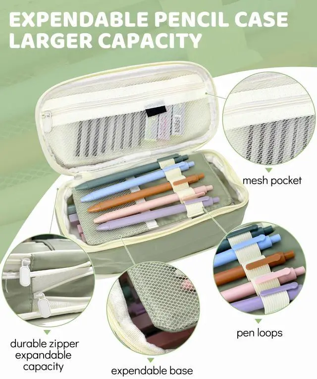 Alt view image 4 of 7 - 46 PCS Aesthetic School Supplies with Pencil Case, Pastel Highlighters, Erasable Pens, Refills, Mechanical Pencils for Students Stationary College Essentials
