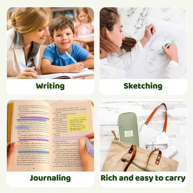 Alt view image 7 of 7 - 46 PCS Aesthetic School Supplies with Pencil Case, Pastel Highlighters, Erasable Pens, Refills, Mechanical Pencils for Students Stationary College Essentials
