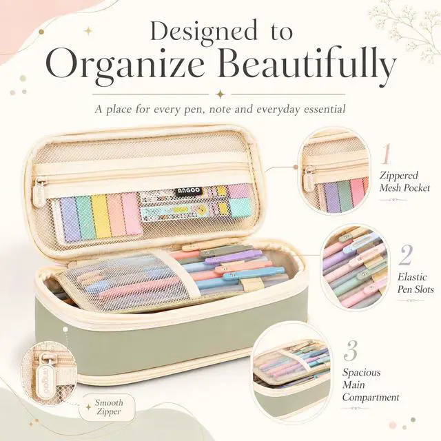Alt view image 3 of 7 - Aesthetic School Supplies with Pencil Pouch - 57 Pcs Cute College Essentials Set, Big Capacity Pen Case, Eraser Holder, Pastel Highlighters, Bible Study Journaling Stationary Kit for Girls Teens