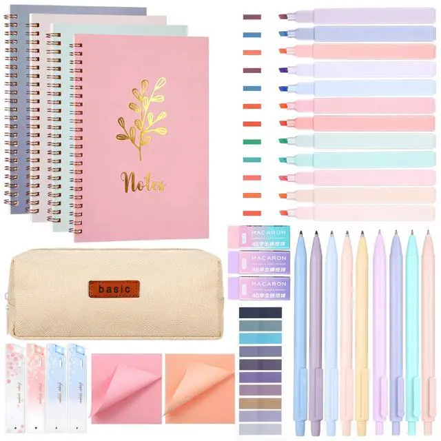 Main image of 36 Pcs Spiral Notebook Stationary Set, Aesthetic School Supplies for Women, Back to School Supplies Bible Study Kit, Office College Essentials Include A5 Notebook Pencil Case Notes Tabs