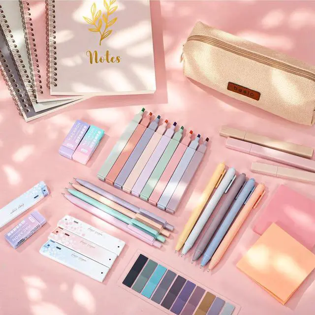 Alt view image 4 of 7 - 36 Pcs Spiral Notebook Stationary Set, Aesthetic School Supplies for Women, Back to School Supplies Bible Study Kit, Office College Essentials Include A5 Notebook Pencil Case Notes Tabs