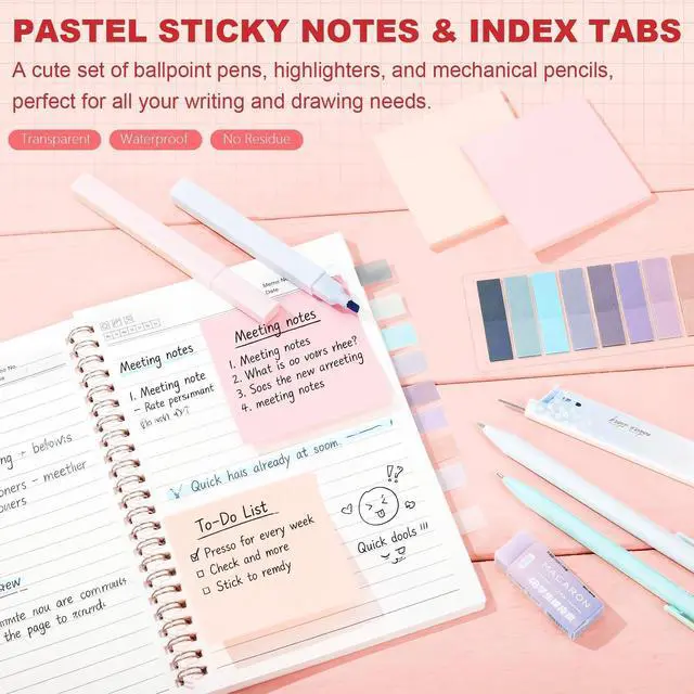 Alt view image 7 of 7 - 36 Pcs Spiral Notebook Stationary Set, Aesthetic School Supplies for Women, Back to School Supplies Bible Study Kit, Office College Essentials Include A5 Notebook Pencil Case Notes Tabs