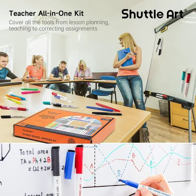 Alt view image 5 of 7 - 71 Pack School Supplies Kit, Back to School Supplies for Teachers, Middle High Schools, College School Supply with Highlighters, Pencils, Gel Pens, Dry Erase Markers, Felt Tip Pens, Glue