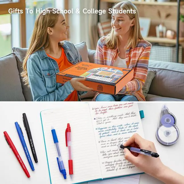 Alt view image 6 of 7 - 71 Pack School Supplies Kit, Back to School Supplies for Teachers, Middle High Schools, College School Supply with Highlighters, Pencils, Gel Pens, Dry Erase Markers, Felt Tip Pens, Glue