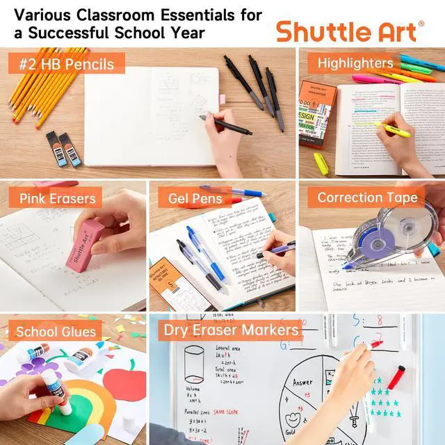 Alt view image 3 of 7 - 71 Pack School Supplies Kit, Back to School Supplies for Teachers, Middle High Schools, College School Supply with Highlighters, Pencils, Gel Pens, Dry Erase Markers, Felt Tip Pens, Glue