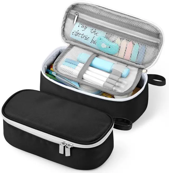 Main image of Large Capacity Pencil Case Portable Pencil Pouch Bag School Supplies for College Students Girls Boys Adults (Black)