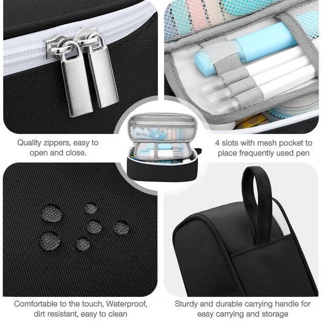 Alt view image 6 of 6 - Large Capacity Pencil Case Portable Pencil Pouch Bag School Supplies for College Students Girls Boys Adults (Black)