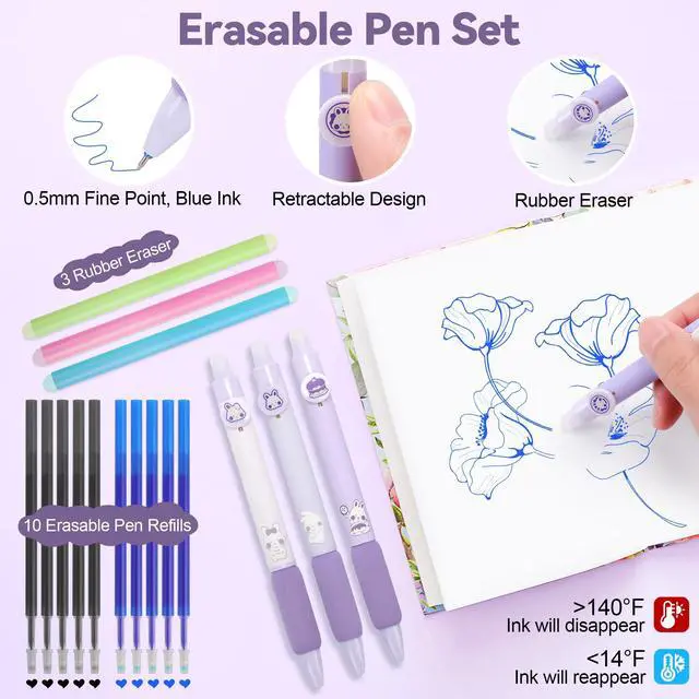 Alt view image 3 of 7 - 61PCS Aesthetic College School Supplies Set with Cute Pencil Case