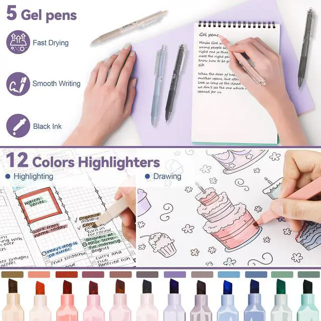 Alt view image 4 of 7 - 61PCS Aesthetic College School Supplies Set with Cute Pencil Case