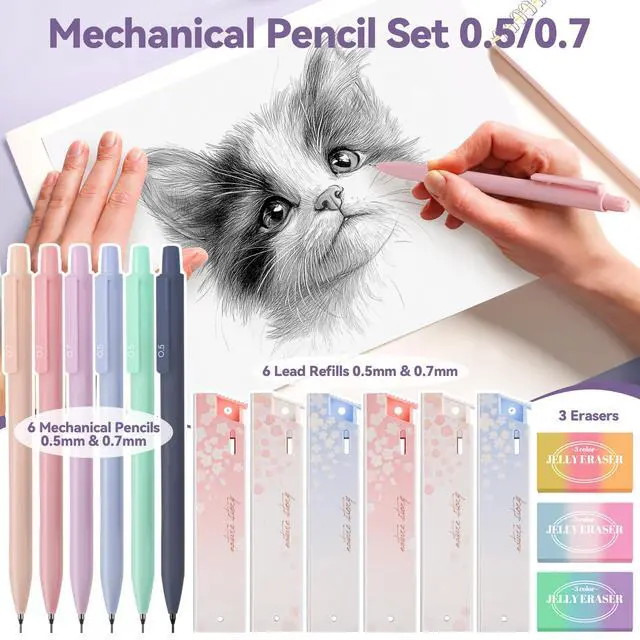Alt view image 5 of 7 - 61PCS Aesthetic College School Supplies Set with Cute Pencil Case