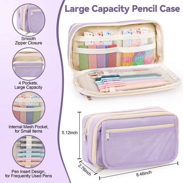 Alt view image 6 of 7 - 61PCS Aesthetic College School Supplies Set with Cute Pencil Case