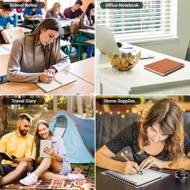 Alt view image 6 of 6 - Journal Notebook, 3packs A5 5.5" x 8.3" Tear-off 160Pages/ 80Sheets, Spiral Bound Thick Hardcover, 100GSM College Ruled Paper, Cute Memo Notepad for Women School Campus, Blue/Purple/Orange